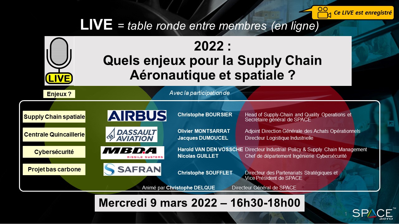 LIVE – Quels enjeux pour la Supply Chain Aeronautique et Spatiale